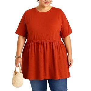Old Navy Shirt Babydoll Rust 3X Peplum T-Shirt Tunic